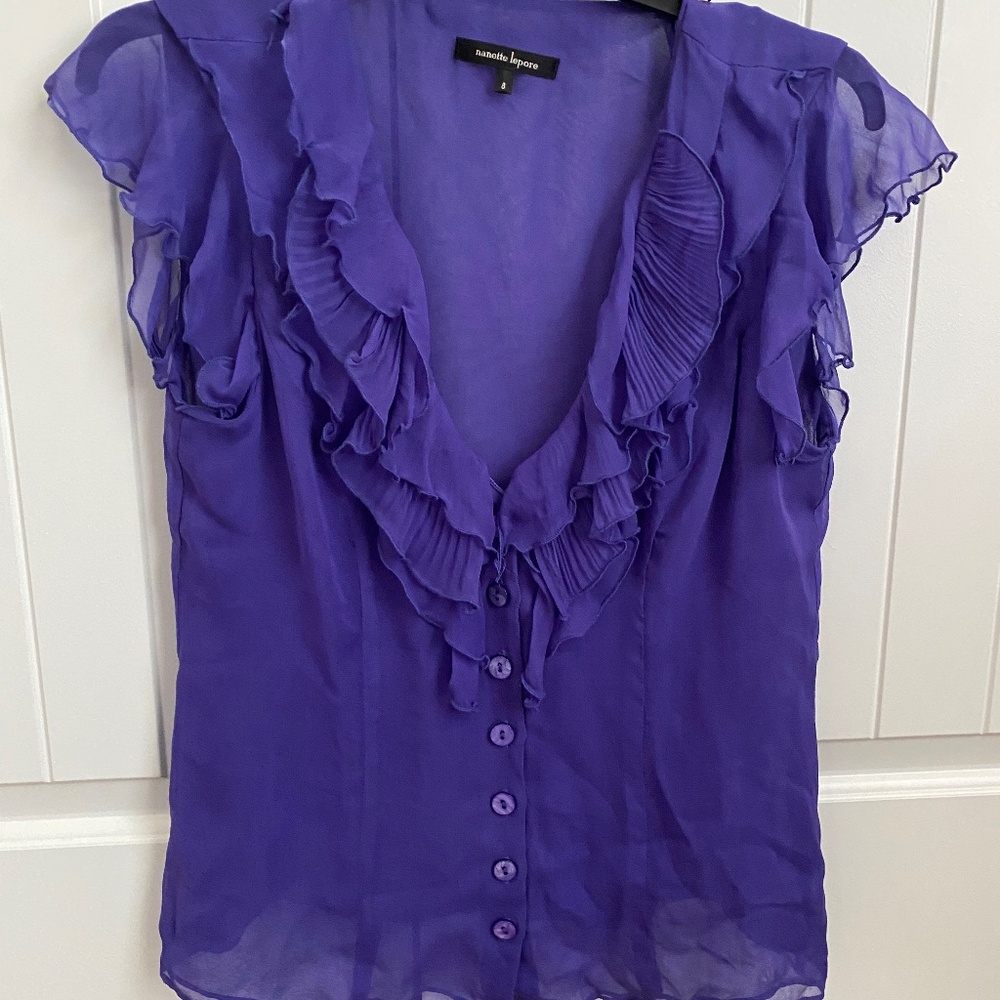 Nanette Lepore Ruffle Vneck Top